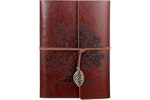 Thboxes Leather Journal Notebook A5, Refillable Diary, Travel Journals for Women Men Teenager 160 Pages Spiral Notebook, 100GSM Paper, 23 X 16 cm