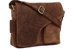 J. Wilson London Designer Genuine Real Vintage Hunter Leather Handmade Mens Leather Flapover Everyday Cross Body Shoulder Work iPad Messenger Bag