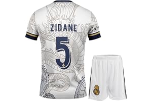 NIHMEX Madrid Heim Legende Zidane #5 Retro Black Dragon Limitierte Sonderedition Seltenes Fußball Kinder Trikot Shorts Set Jugendgrößen