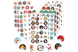 MECCTUCK Autocollants de Noël, 240 Pièces Autocollant Calendrier de l'avent, Chiffre Calendrier de l'avent, Stickers Calendrier avent, Calendrier de l'Avent, Autocollants Ronds pour Calendrier de Noël