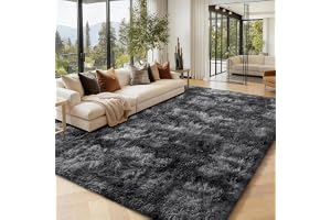 Homaxy Fluffig matta med hög lugg, 120 x 160 cm | Halkfri undersida mjuka mattor tvättbar modern matta för barnrum sovrum, sv