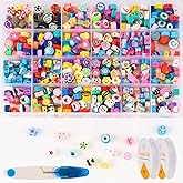 Kitnelw 480Pcs سوار خرزي للفتيات مجموعة خرز طينية ملونة ولطيفة أساور وقلائد وأقراط، DIY