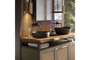 LAMO Manufaktur Encimera para Lavabo Encimera de Baño Encimera de Madera con Borde Vivo Estante de Baño, 70x45 cm (LxA), Color Rustical, Sin Accesorios de Montaje, LWP-01-A-003-BF