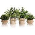 YVONNEYI 4 Pièces Plantes Artificielles Interieur pour Decoration Maison | Petite Fausse Plantes Interieur en Pot Élégant pou