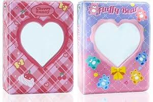 SZHTSWU 2 Pack Mini Photo Album 40 Pockets, 3 Inch Kpop Photocard Holder Book Small Photocard Binder Photo Card Binder Love Heart Hollow Picture Album for Photo Cards Picture Red Purple