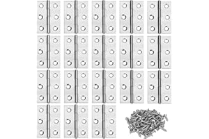 MENGH-SHOP Bisagras de acero inoxidable Bisagra de puerta para mueble Bisagra Conectores con tornillos para el hogar, muebles, hardware, guardería, portacajones, 44 x 32 mm, 18 piezas