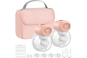 Nuliie Tire Lait Electrique Main Libre avec Sac de Rangement Portable, 4 Modes et 12 Niveaux, Tire Lait Electrique Allaitement avec Bride de 14/17/20/24/27 mm (2 Paquets, Rose)