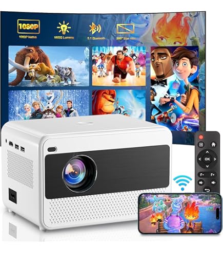 ONOAYO AY3 Mini Proiettore Portatile 1080P Con Supporto 360° - WiFi 6, Bluetooth, Messa A Fuoco Elettrica E Keystone Auto, 550 ANSI, Per Film Esterni