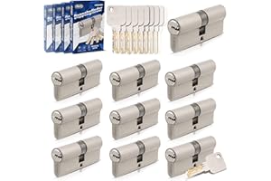 GERCAR Pro - Juego de 10 Cilindros de Cierre Continuo 30/40 (Perfil, 50 Llaves, 70 mm de Longitud, A:30 B:40, Sistema de Cierre)