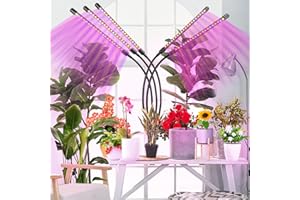 EISARO Pflanzenlampe LED, 5 Köpfe 150 LEDs Grow Lampe mit Zeitschaltuhr 3/6/12 Std, 360 ° verstellbare Pflanzenlicht, grow light mit USB Adapter, 3 Lichter Modi und 10 Helligkeitsstufen