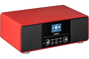 Reflexion HRA19INT DAB- und Internetradio mit CD-Player und Radiowecker (UKW, DAB, DAB+, Bluetooth, AUX-Eingang, Kopfhöreranschluss, Fernbedienung), rot