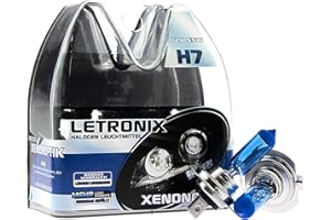 ‎LETRONIX letronix Halogen Auto Lampen H7 12V 8500K Kalt Weiß Xenon Optik Gas Ultra White Look Birnen Lampe Abblendlicht Nebelscheinwerfer Fernlicht Kurvenlicht Zulassung E-Prüfzeichen (LED Optik) (H7 55W)