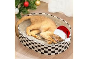 Conlun Cat Scratching Board, 2 in 1 Oval Cat Scratcher Cardboard Bowl Nest, Kitty Scratch Pad Corrugated Lounge Bed for Indoor Kitten Grinding Claw, Furniture for Couch & Carpets & Sofas, Large