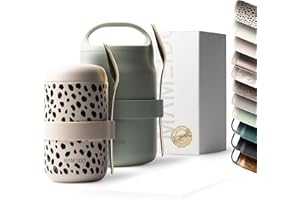 MAMEIDO Contenitore termico per alimenti 500 ml, tazza da asporto in acciaio inossidabile senza BPA per muesli, yogurt, porrdige (Almond Flakes)