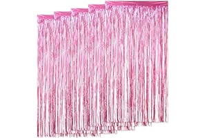 AIYONG Tende in lamina metallica, Tende Metalliche,con Brillantini, Decorazione per Sfondo Decorativo, per Feste di Compleanno, Baby Shower, Matrimoni, Decorazioni Natalizie -5pzi 3 'x 6,6'