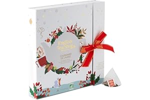 Calendrier de l'Avent de Thés & Infusions Bio - Livre Blanc Éco-Conçu - English Tea Shop - 25 sachets pyramides - 50g