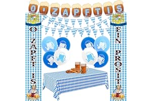 LECONCES Oktoberfest Deko Set Bayerisches Bierfest Dekoration, Bierfest Willkommen Veranda Zeichen O’ZAPFT IS Girlande 9 Luftballons, Oktoberfest Thema Party für Zubehör Indoor und Outdoor Dekoration