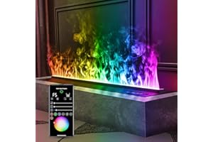 Mexhom Camino a vapore, camino elettrico, camino elettrico da incasso, effetto fiamma 3D a 9 colori, camino con telecomando APP [100cm, Nessun calore.]