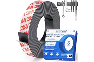 EFFEKTWERK Rotolo di nastro magnetico (6 metro), strisce magnetiche extra spesse e larghe con forte supporto autoadesivo, facile da tagliare e attaccare su superfici piane