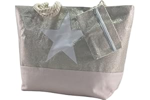 Ropo22 Bolsa Playa Grande Impermeable. Bolsa de Playa con Forro Antiarena de Lona con Cremallera y Neceser Exterior. Bolso Playa y Piscina con Asas de Cuerda. Bolso Grande Mujer, Gimnasio, Picnic