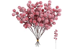 JAARSSHO 20 Stück Rote Beeren Deko Weihnachten,Beerenzweig Künstlich,Adventskranz Künstlich Stechpalme Deko 22 cm Länge, Leuchtende Farben,Dekoration für Weihnachten,Hochzeit,Handwerk und Heimornamente