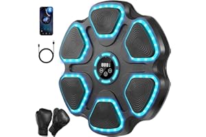 WYRIAZA Machine de Boxe Musicale pour Adultes et Enfants, Music Boxing Machine Bluetooth avec Gants de Boxe, LED Boxe Mural Musique avec 11 Modes et 9 Vitesses pour Entraînement à la Maison