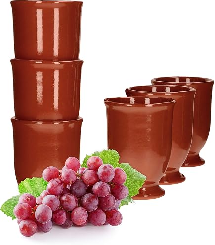 Set De 6 Bols En Argile Artisanaux MamboCat - Diamètre 12.5 Cm, émaillés, Style Méditerranéen/médiéval