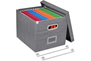 Umtiti A4-Size File Organizer Box with Lid, Letter Size, File Folder Storage, Easy Slide Durable Hanging File Box for Office/Decor/Home,Dark Gray.S-UK