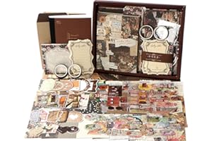SUPRBIRD Scrapbooking Kit Set di accessori per scrapbook vintage 136 pezzi,Estetico Bullet Junk Journaling con A6 Griglia Notebook Album Da Viaggio, regalo fai da te per Ragazze E Donne (Cioccolato)