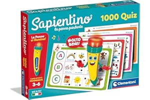 Clementoni Sapientino – La Penna Parlante 1000 Quiz, Gioco Educativo con Penna Interattiva per Bambini 3-6 Anni, Schede per Imparare Lettere, Numeri e Parole, Made in Italy, Lingua Italiana, 16495