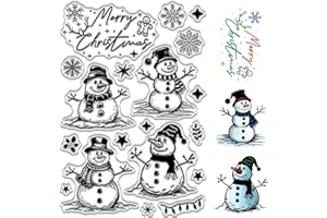 CRASPIRE Timbri Trasparenti In Gomma con Pupazzi di Neve Buon Natale Fiocchi di Neve Stelle Timbri In Silicone Trasparenti Riutilizzabili per Regali di Natale Inverno Fai Da Te Scrapbooking Journaling