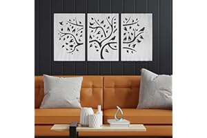 CONTRAXT Quadri albero della vita bianco vintage Testiere legno intagliato Mandala albero della vita quadri mandala legno intagliato da parete (albero della vita 2, L)