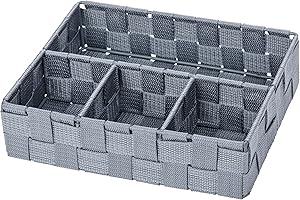 WENKO Organiseur de salle de bains Adria petit gris - Organiseur den bain, Polypropylène, 26 x 6.5 x 17 cm, Gris