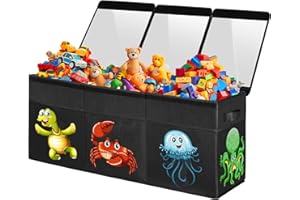 YOHOOLYO Porta Giochi Bambini Contenitori con Coperchio 123L, Portata fino a 160 Kg, 94 x 41 x 32 cm Contenitore Giochi Bambini Pieghevole per Cameretta, Stanza dei Giochi, Armadio