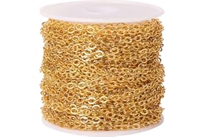 Airssory 32.8 Ft(10 Meters) Flat Oval Rolo Cable Chains Unwelded with Spool Fit for Jewelry Making & DIY Crafts - 3.5x3mm