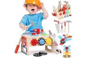 Lovchil Herramientas Juguete, Caja Herramientas Juguete Montessori Juegos Educativos Juguetes de Madera Bricolaje Regalo Niño Niñas 2 3 4 5 6 7 Años