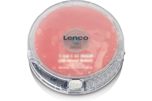 Lenco CD-012 - lettore CD Walkman portatile - Diskman - CD Walkman - con porta USB e connessione USB - funzione di connessione USB interna - trasparente