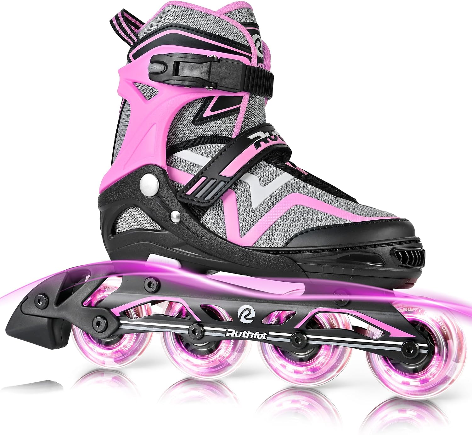 Ruthfot Patines en línea Ajustables para niños y niñas, Patines Luminosos para niños de 6 a 12 años de Edad, Patines Luminosos al Aire Libre para Mujeres y Hombres