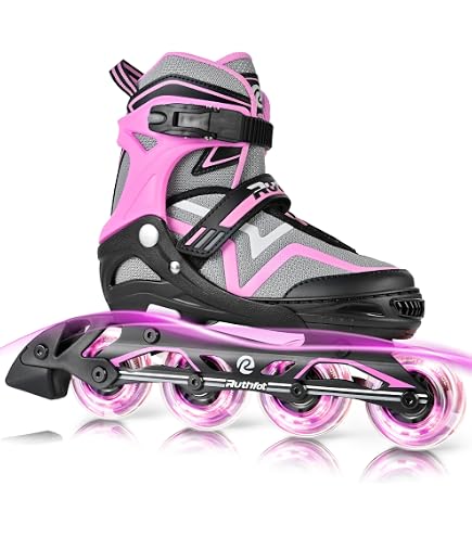 Kuxuan Skates Pattini In Linea Regolabili Bambini E Ragazzi – Con Ruote Luminose LED, Per Principianti, Taglie S/M/L