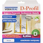 Vodaseal 53.01.049 Kapı Pencere İzolasyon Bandı, Kau&ccedil;uk Profil, Kendinden Yapışkanlı, Beyaz