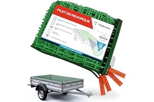 TRIBURG Filet pour remorque 2,5x3,5 avec marquage des Coins et renforcement des Bords - Filet pour remorque avec élastique de Tension pour Une sécurisation optimale du Chargement