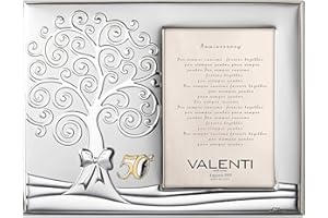 VALENTI ARGENTI Cornice portafoto di valenti. Cornice portafoto in argento laminato con albero della vita. Ideale come regalo di nozze d'oro. Le dimensioni sono 10x15 cm. La referenza è 51082 3xl