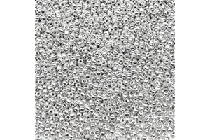Bala&Fillic Perline di vetro 8/0 da 3 mm, circa 3600 pezzi/100 grammi in sacchetto, per realizzare bracciali, collane, orecchini (argento)