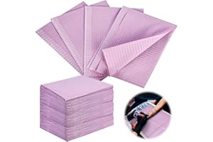 MITENING Bavoirs Dentaires, 50 Pcs Bavoirs Dentaires Jetables Bavoirs Imperméables, Tatouage Couvre Table, pour Tatouage Couvercle de Plateau de Tatouage (Violette)