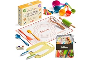 Jimadreams Set Cucina Bambini Montessori - Utensili Veri e Sicuri, Coltelli Antitaglio per Cucinare - Kit Pasticceria con Attrezzi e Coltello, Gioco Educativo, Regalo Bambina e Bambino 3 Anni
