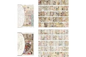MTBRICEY 200 Hojas Papel de Scrapbooking Vintage Suministros para Diarios Basura Papel Decorativo Antiguo Papel de Enmascarar Papelería Decorativa Estética para Diario álbumes de Recortes Decor (Style A, A)