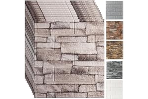 Trafagala 10Pcs 3D Brick Wallpaper Wall Panels 35X38cm Brick Effect Wallpaper Foam DIY Wall Adornment Waterproof Self Adhesive Thicken Wall Stickers for Kitchen Kids Room Living Room Bedroom