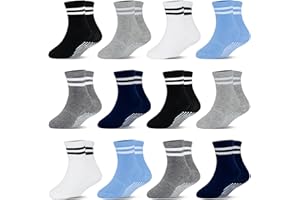 HYCLES Baby Girp Socks 12 Pairs for Boys Girls Toddler Non Skid Socks with Grip Infant Kids Children Anti-slip Socks 0-7 Years