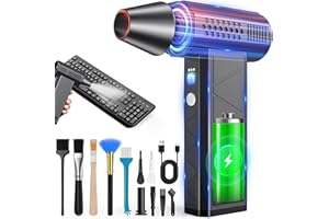 Bemkia Compressed Air Duster – 130000RPM Cordless Electric Mini Blower with 3-Speed Settings & Cleaning Kit – Portable Reusable Air Duster for PC, Keyboard, Car, Home & Outdoor (Black)
