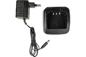 vhbw laddare kompatibel med Icom BP-232H, BP-232, BP-232WP, BP-232N, IC-4011 radioenhets-batterier – laddningsstation + strömförsörjning, 9 V